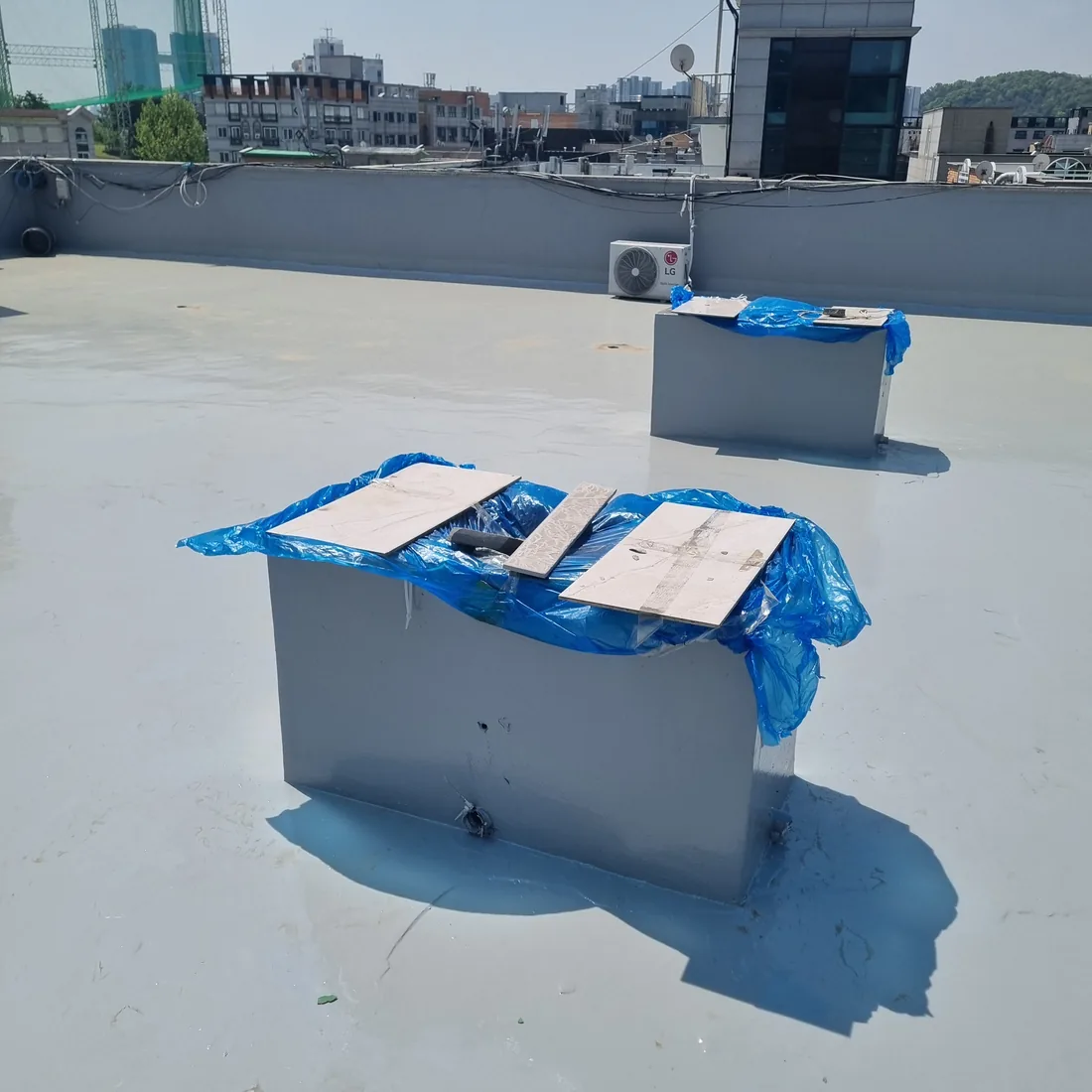 서울 금천구 가산동 옥상 환풍기 300파이 2대 벤츄레이터 동체+좌대 교체 시공 전