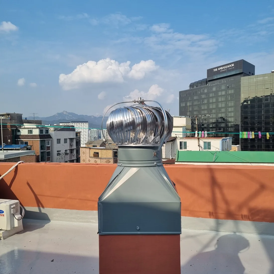 서울 용산구 효창동 옥상 환풍기 300파이 벤츄레이터 동체+좌대 교체 시공 후