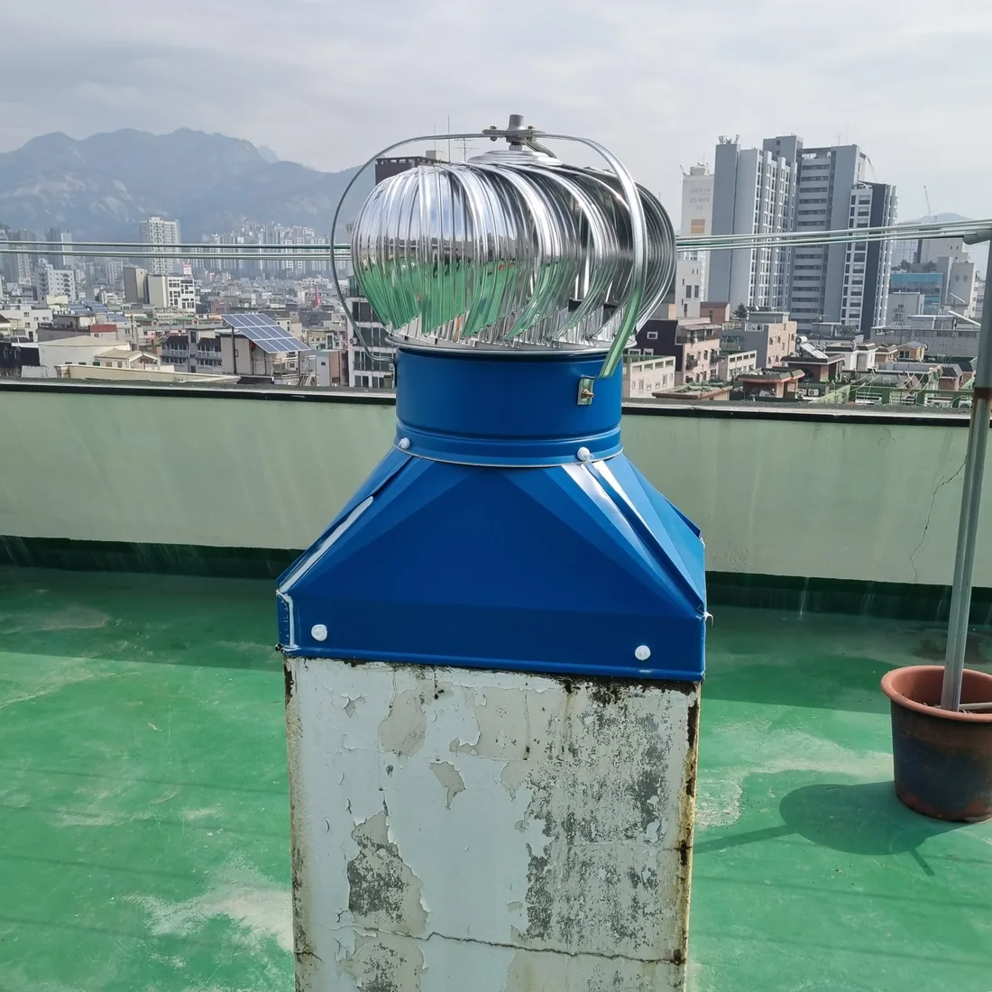 인천 중구 선화동 옥상 환풍기 300파이 벤츄레이터 동체+좌대 교체 시공 후