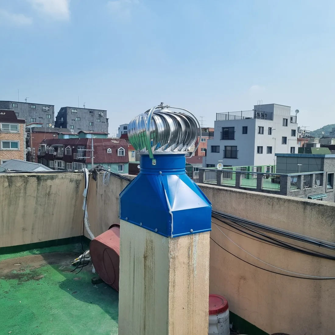 인천 미추홀구 주안동 옥상 환풍기 300파이 벤츄레이터 동체+좌대 교체 시공 후