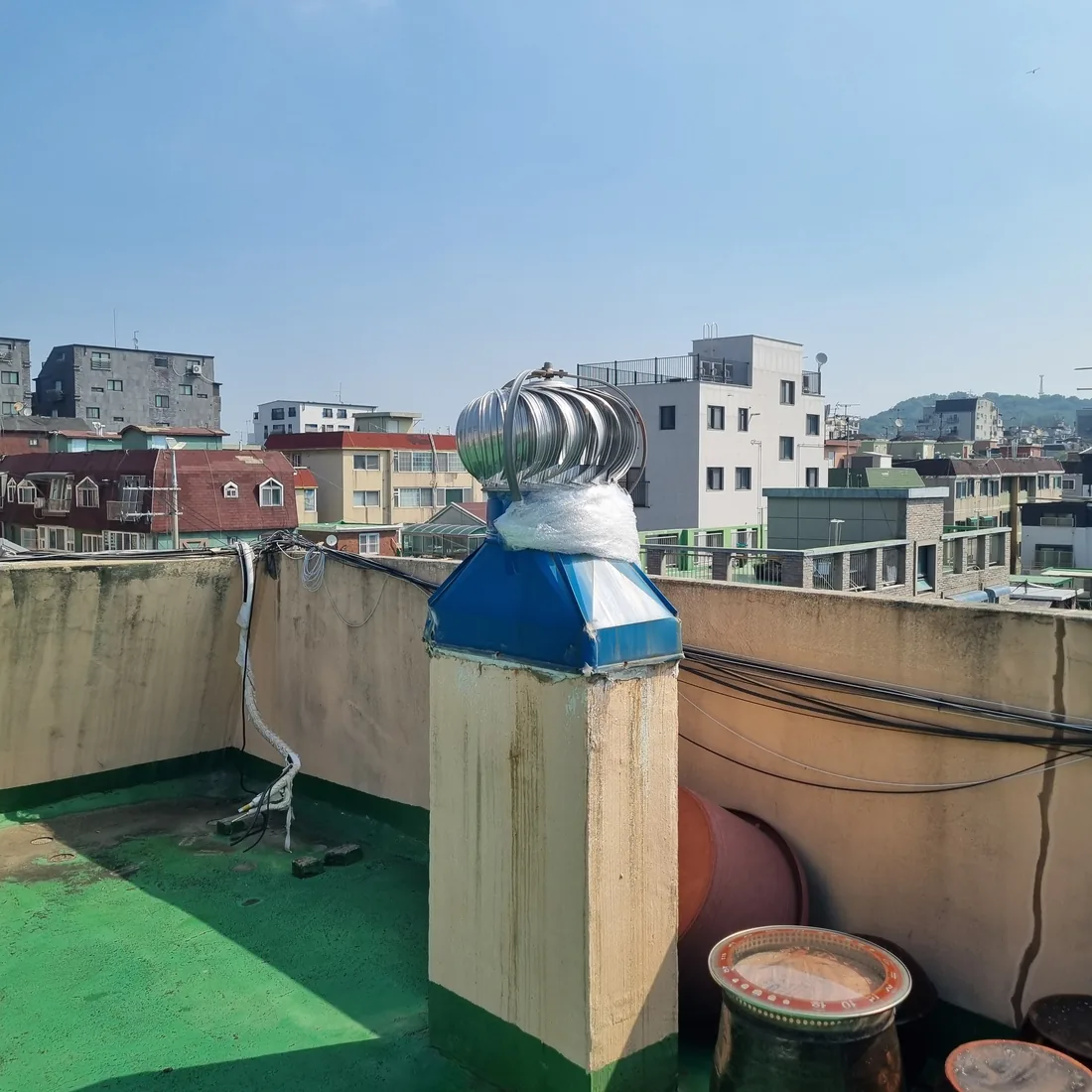 인천 미추홀구 주안동 옥상 환풍기 300파이 벤츄레이터 동체+좌대 교체 시공 전
