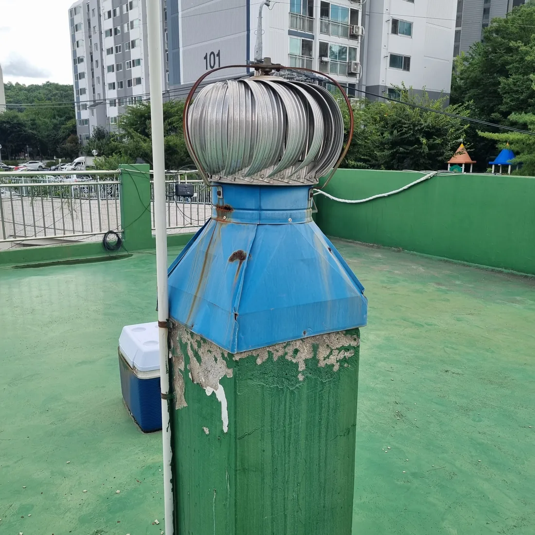 인천 남동구 간석동 옥상 환풍기 300파이 벤츄레이터 동체+좌대 교체 시공 전