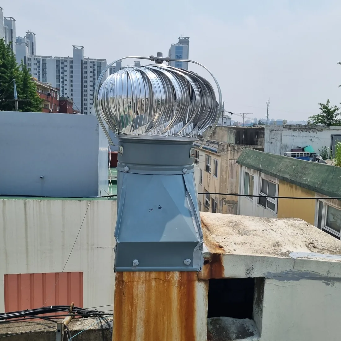 경기 부천 원미구 심곡동 옥상 환풍기 300파이 벤츄레이터 동체+좌대 교체 시공 후