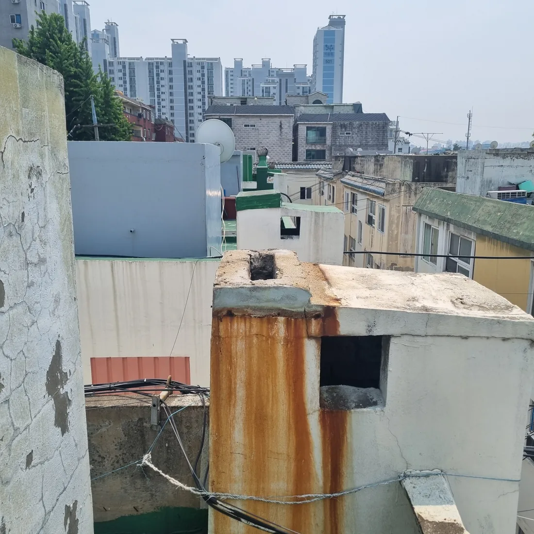 경기 부천 원미구 심곡동 옥상 환풍기 300파이 벤츄레이터 동체+좌대 교체 시공 전